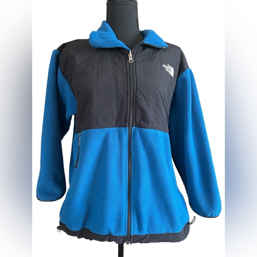 The North Face Blue Black Denali Style Fleece Jacket Full Zip Youth XL 14/16 S